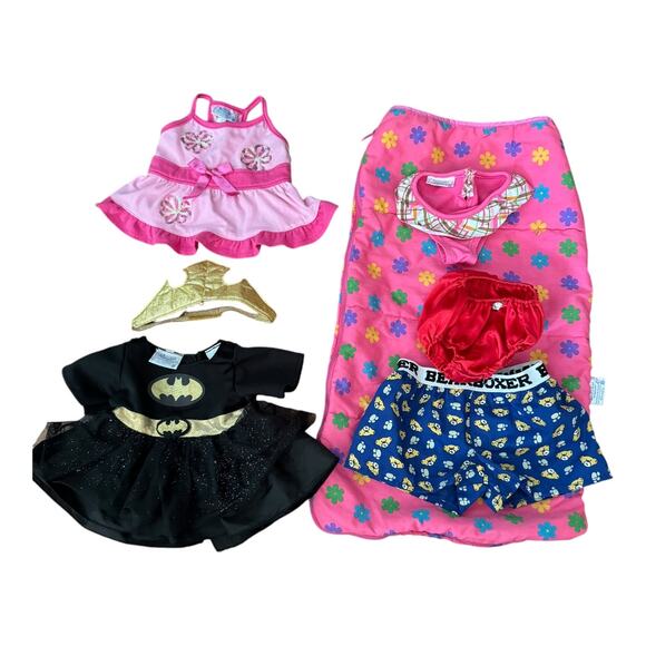 Build a bear clothes, batman dress sleeping bag 8-piece bundle